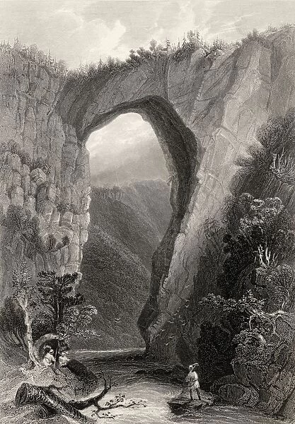 Natural Bridge Virginia Usa From A 19Th Century Print Engraved By J C Armytage After W H Bartlett