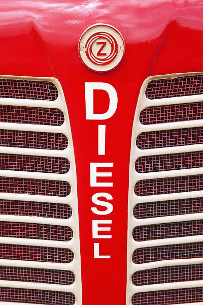 Netherlands, Zealand, Red bumper on vehicle labeled diesel; Westkapelle