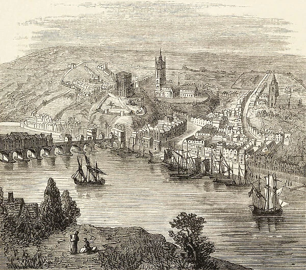 Newcastle, England In The Sixteenth Century. From The Book Of Martyrs By John Foxe, Published C. 1865