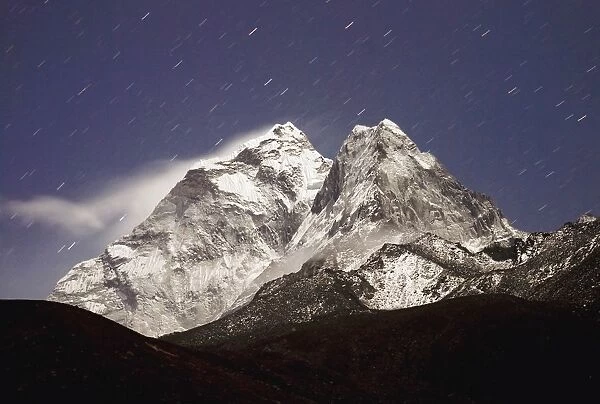 Night View With Star Trails; Ama Dablam, Dingboche, Nepal