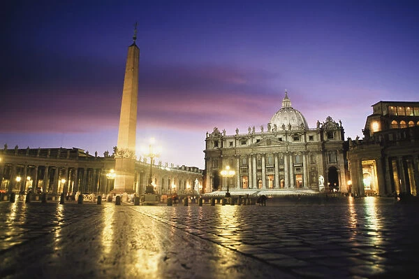 Nightfall At The Square At St. Peter s. The Vatican. Rome, Italy