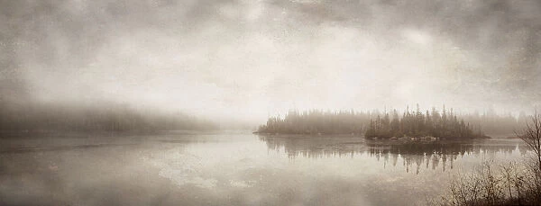 Northern Autumn Landscape In Fog And Ice; Thunder Bay, Ontario, Canada