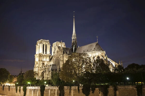 Notre Dame Cathedral At Night; Paris, France