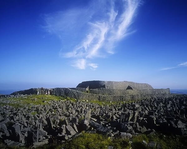Old Ruins Of A Fort On The Landscape, Dun Aengus Fort, Inishmore, Aran Islands, County Galway, Republic Of Ireland