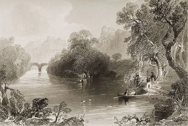 Old Weir Bridge, Killarney, County Kerry, Ireland. Drawn By W. H. Bartlett, Engraved By G. K. Richardson. From 'The Scenery And Antiquities Of Ireland'By N. P. Willis And J. Stirling Coyne. Illustrated From Drawings By W. H. Bartlett. Published London C. 1841