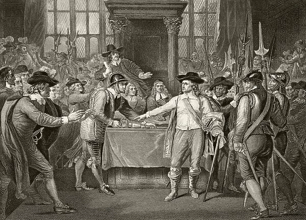 Oliver Cromwell Dissolving The Long Parliament, 20 April 1653. From The National And Domestic History Of England By William Aubrey Published London Circa 1890