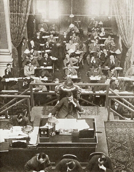 The Opening Of Dail Eireann, Or Chamber Of Deputies, Of The Irish Free State Parliament, Dublin, Ireland On September 9, 1922. From The Story Of 25 Eventful Years In Pictures, Published 1935