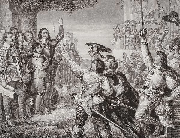 The Opening Scene Of The Great Civil War. Charles I Erecting His Standard At Nottingham, August 25 1642. Engraved By T. Bauer After C. W. Cope. From The Book 'Illustrations Of English And Scottish History'Volume 1