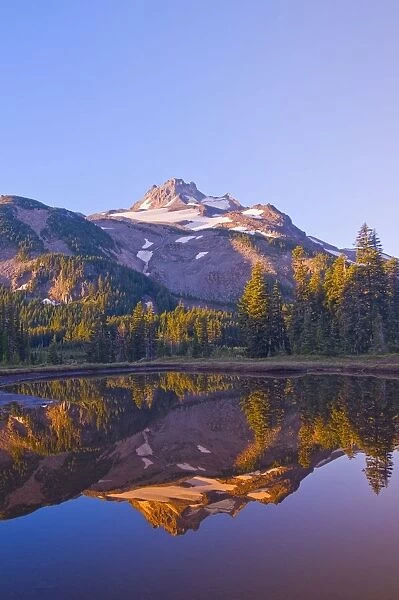 Oregon, United States Of America; Mt. Jefferson Reflected In A Lake In Jefferson Park