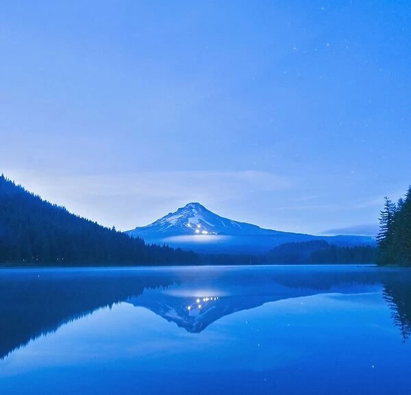 Oregon, United States Of America; Mt. Hood Reflected Into Trillium Lake