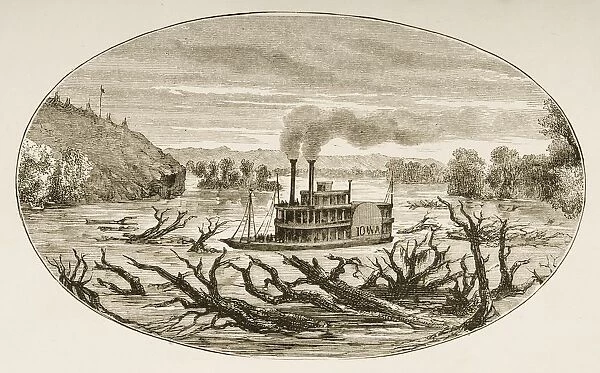 Paddle Steamer On The Upper Missouri In 1870S. From American Pictures Drawn With Pen And Pencil By Rev Samuel Manning Circa 1880