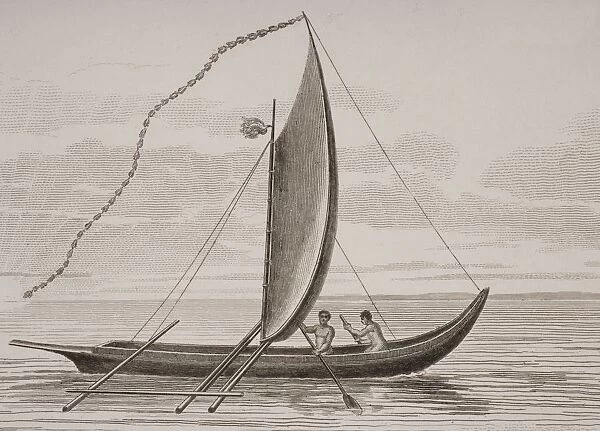 A Pahie. A Tahitian Boat. From A Print Dated 1820 Engraved By Milton After W. Anderson
