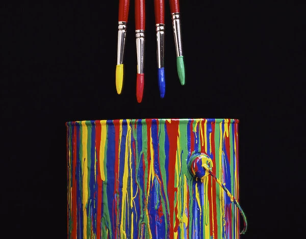 Paintbrushes and Paint Can
