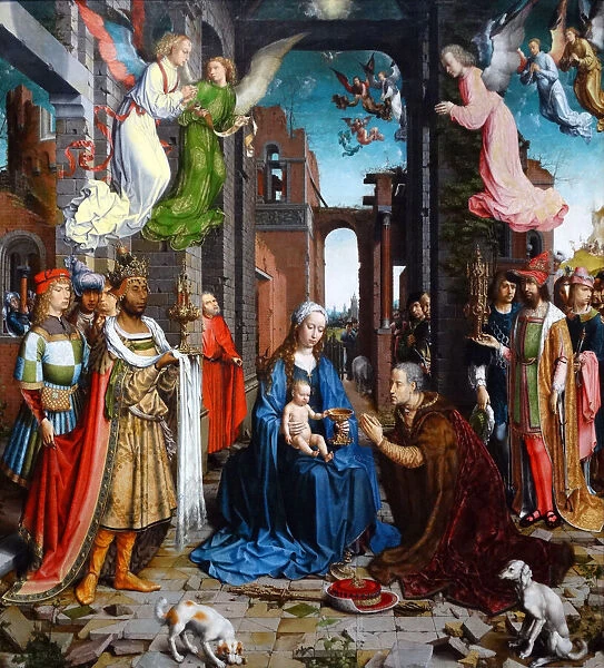 Painting titled The Adoration of the Kings by Jan Gossaert, 16th century