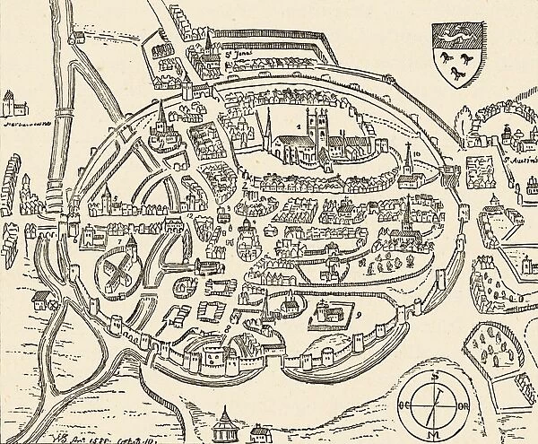 Panoramic View Of Canterbury Engalnd In The Sixteenth Century