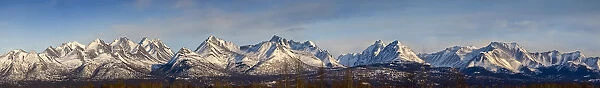 Panoramic View Of The Chugach Mountain Range Above Anchorage Alaska During Spring