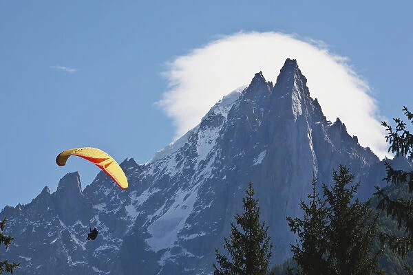 Paraglider Above Chamonix-Mont Blanc Valley; France