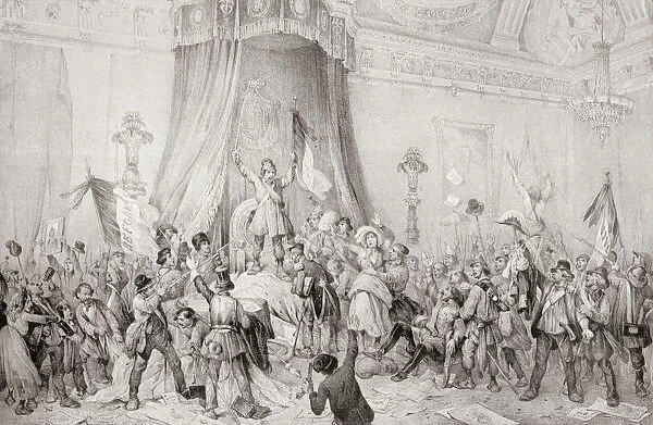 The Paris Revolution Of 1848, The Mob In The Throne Room Of The Tuileries. From Edward Vii His Life And Times, Published 1910