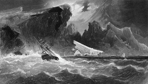 Parting Hawsers Off Godsend Ledge From Arctic Explorations In The Years 1853, 54, 55 By American Explorer Doctor Elisha Kent Kane 1820 To 1857 Volume 1 Published In Philadelphia By Childs And Peterson 1856 Engraved By G. Ulman After A Work By J. Hamilton From A Sketch By Doctor Kane