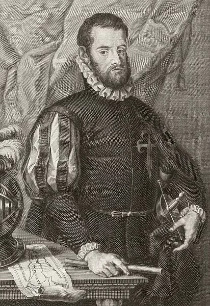 Pedro Menendez De Aviles 1519 To 1574. Spanish Admiral, Founder Of St Augustine, Florida, And First Governor Of Florida. After A Work By Francisco De Paula Mart