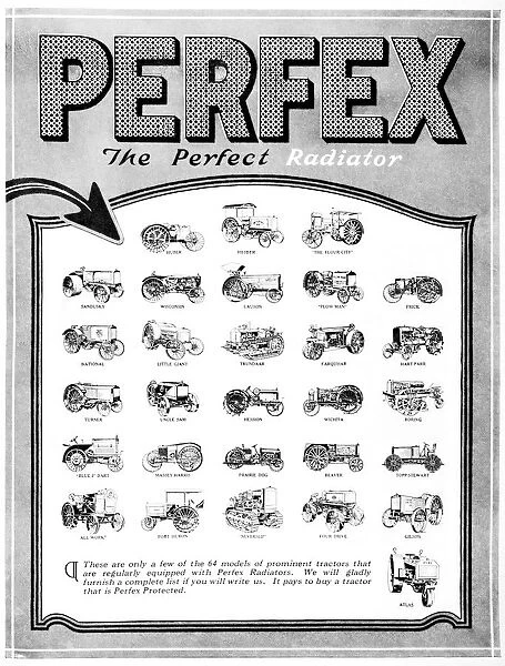 Perfex 'the Perfect Radiator'Advertisement With Historic Tractor Illustrations From Early 20th Century