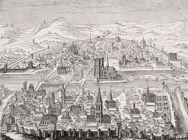 Perspective View Of Paris In 1607. Facsimile Of A Copperplate By Leonard Caultier