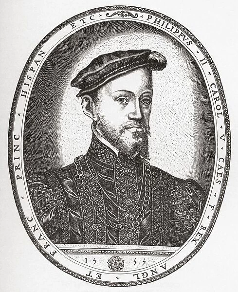 Philip Ii, 1527 To 1598. King Of Spain, Portugal, Naples, Sicily And, While Married To Mary I, King Of England And Ireland. From The Book Short History Of The English People By J. R. Green, Published London 1893