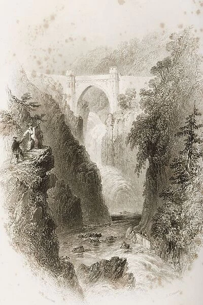 Phoul A Phuca Falls, Ireland. Drawn By W. H. Bartlett, Engraved By J. Cousen. From 'The Scenery And Antiquities Of Ireland'By N. P. Willis And J. Stirling Coyne. Illustrated From Drawings By W. H. Bartlett. Published London C. 1841