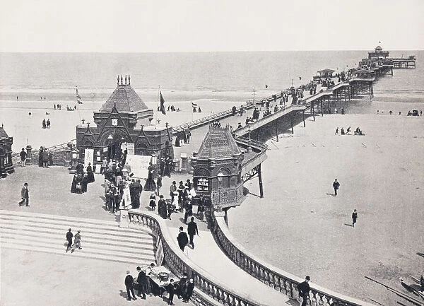 The pier at Skegness, Lincolnshire, England, seen here in the 19th century. From Around The Coast, An Album of Pictures from Photographs of the Chief Seaside Places of Interest in Great Britain and Ireland published London, 1895, by George Newnes Limited