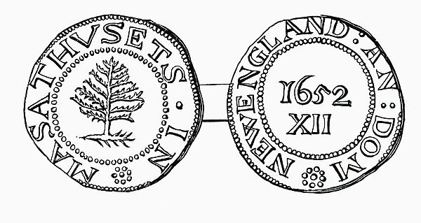 The Pine-Tree Shilling, Currency In The Province Of Massachusetts Bay In 1652. From The Book Short History Of The English People By J. R. Green, Published London 1893