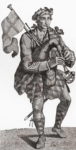 A Piper In The Highland Regiment In The 18Th Century. From The Book Short History Of The English People By J. R. Green, Published London 1893