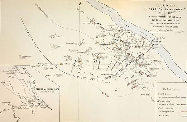 Plan Of The Battle Of Cawnpore, India, 1857. From The Age We Live In, A History Of The Nineteenth Century