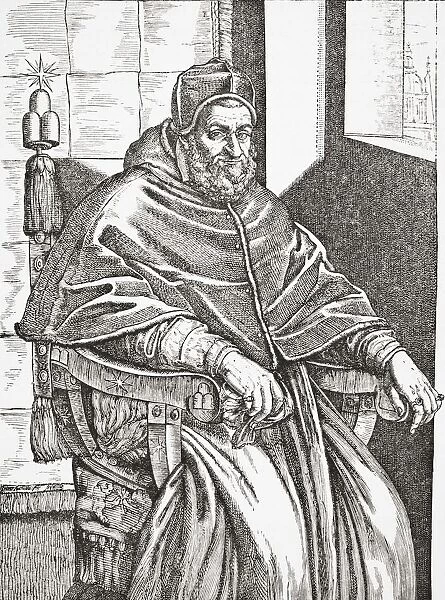 Pope Sixtus V 1521 - 1590, Born Felice Peretti Di Montalto. From Science And Literature In The Middle Ages By Paul Lacroix Published London 1878