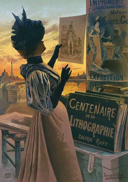 Poster advertising the Exposition du Centenaire de la Lithographie, or Centenary Exhibition of Lithography, at the Galerie Rapp, Paris, October to November, 1895