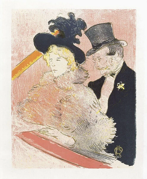 After a poster created for American ink manufacturer The Ault & Wiborg Co featuring a portrait of Emilienne d Alencon and Gabriel Tapie de Celeyran watching a performance at the cafe-concert Les Decadents. By Henri de Toulouse-Lautrec. Henri de Toulouse-Lautrec, French artist, 1864-1901