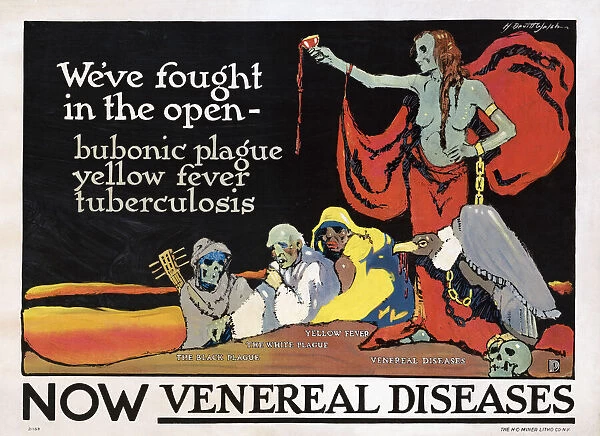 A poster dating from around 1918 by American artist Horace Devitt Welsh for the U. S. Committee on Public Informations Division of Pictorial Publicity. The poster was published as part of an attempt to combat the enormous incidence of venereal disease amongst First World War American troops