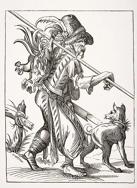The Poulterer. 19Th Century Copy Of 16Th Century Illustration Drawn And Engraved By Jost Amman