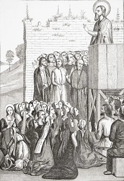 Preaching Of An Apostle Of Christianity. After A Picture Painted On Wood Attributed To Fra Angelico. From Science And Literature In The Middle Ages By Paul Lacroix Published London 1878