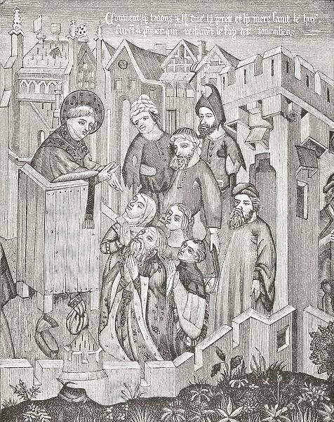 Preaching Of The First Missionary Apostles. After A Tapestry In Tournay Cathedral. From Science And Literature In The Middle Ages By Paul Lacroix Published London 1878
