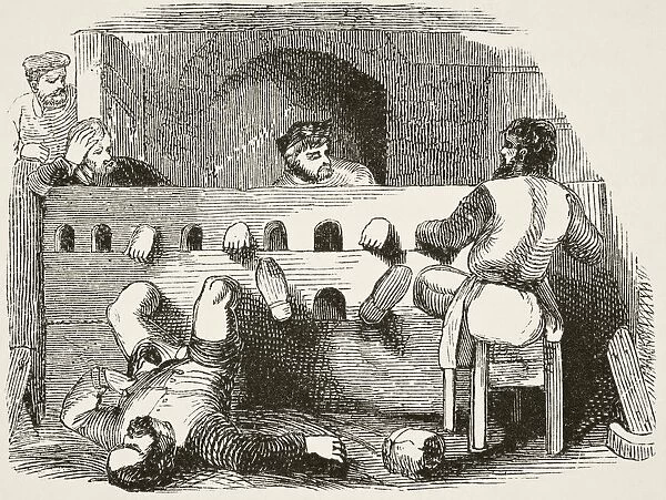Prisoners Locked In The Stocks. From The National And Domestic History Of England By William Aubrey Published London Circa 1890
