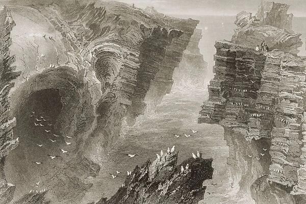 Puffin Hole, Near Kilkee, County Clare, Ireland. Drawn By W. H. Bartlett, Engraved By F. W. Topham. From 'The Scenery And Antiquities Of Ireland'By N. P. Willis And J. Stirling Coyne. Illustrated From Drawings By W. H. Bartlett. Published London C. 1841
