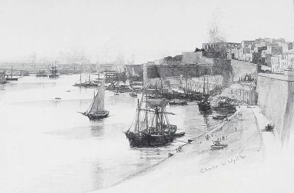 The Quays Of The Grand Harbour At Valletta, Malta, By Charles William Wyllie (1859-1923) From The Picturesque Mediterranean Circa 1890