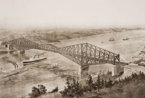 Quebec Bridge Over The St. Lawrence, Canada. From The Book The Outline Of History By H. G. Wells Volume 2, Published 1920