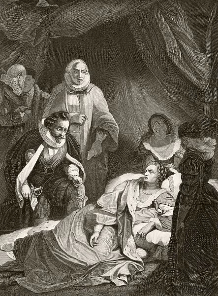 Queen Elizabeth I On Her Deathbed. From The National And Domestic History Of England By William Aubrey Published London Circa 1890