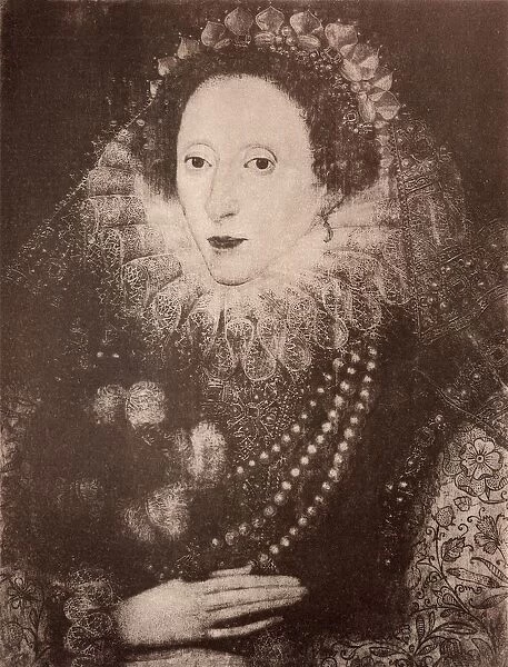 Queen Elizabeth I Of England, 1533-1603. After A Painting In The Royal Collection Attributed Only To British School. From History Of Hampton Court Palace In Tudor Times By Ernest Law. Published London 1885
