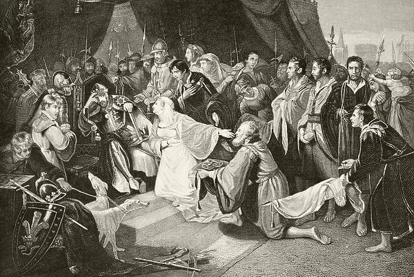 Queen Philippa Interceding With Her Husband Edward Iii To Spare The Lives Of The Burghers Of Calais. From The National And Domestic History Of England By William Aubrey Published London Circa 1890