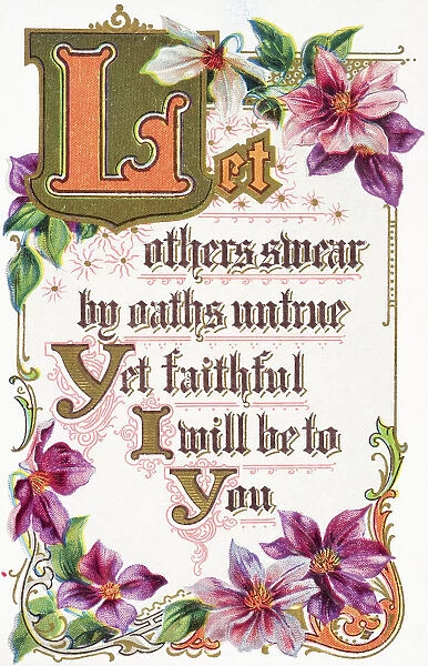 Quote From Vintage Greeting Card With Floral Illustrations