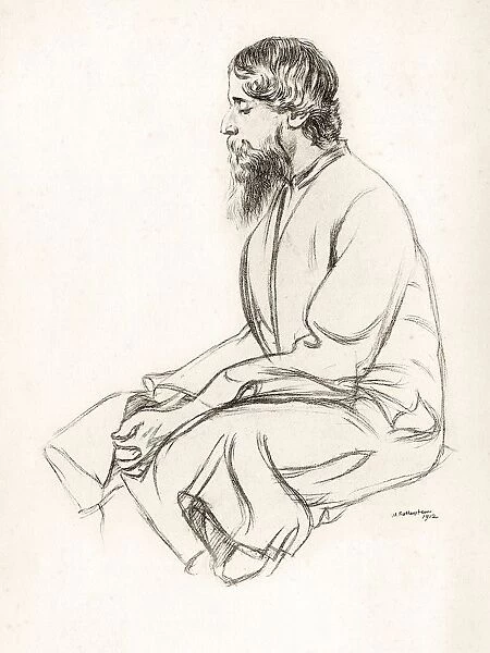 Rabindranath Tagore 1861 To 1941 Indian Artist Poet Composer Playwright And Author From Sketch By English Artist Sir William Rothenstein 1872 To 1945. From Gitanjali Published By Macmillan And Co 1915