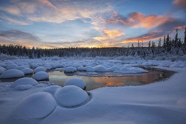 Red clouds at sunset over mcintyre creek; Whitehorse, yukon, canada