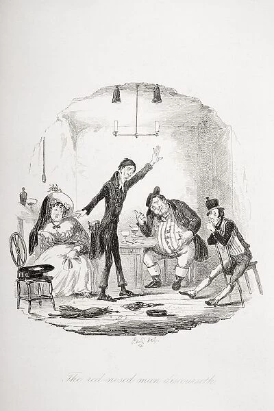 The Red-Nosed Man Discourseth. Illustration From The Charles Dickens Novel The Pickwick Papers By H. K. Browne Known As Phiz